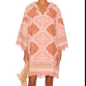Zimmermann - Jeannie Fringed Hooded Cotton-terry Jacquard Mini Dress - Pink